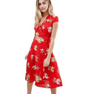 Floral Wrap Midi Dress
